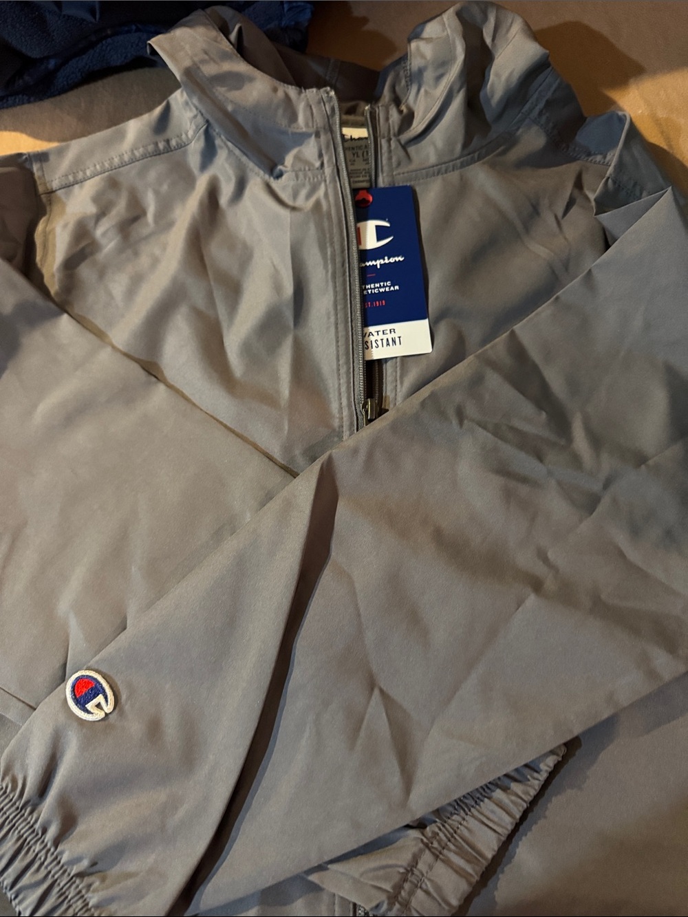 Champion Light Gray Kids' Hooded Water-Resistant Raincoat
